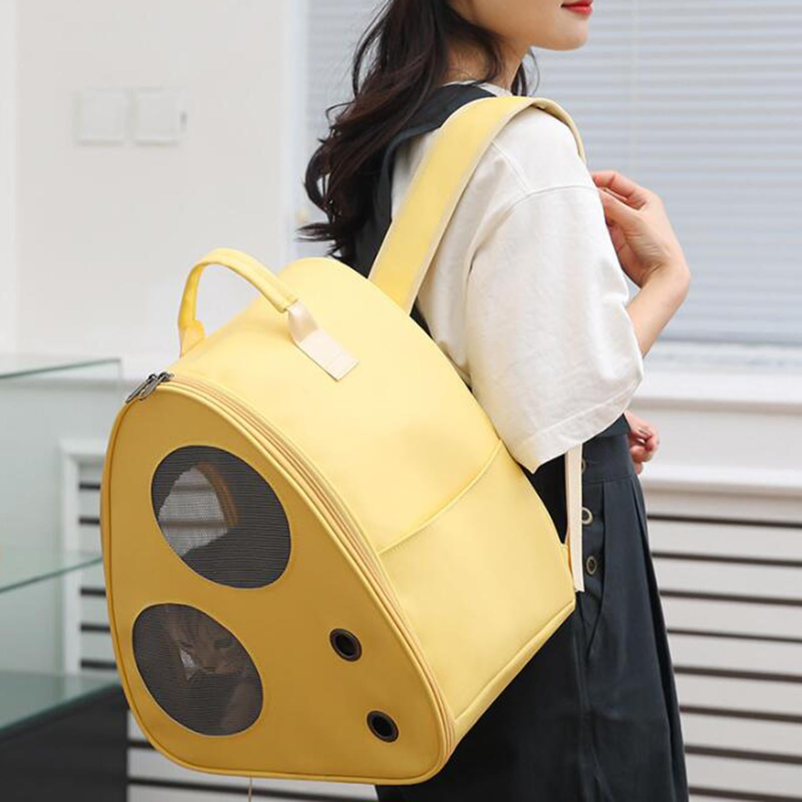 Bvdfgk Cat Carrier Backpack, Ventilated Mesh And Holes, Side Pocket, Small, Medium, Cat Yellow