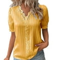 thumbnail image 1 of Gibobby Camisas Para Mujer Elegantes Camisa elegante de encaje liso con cuello de para mujer, blusa elegante de Color sólido a la moda, camiseta y cómoda de manga corta（Anaranjado， XXL), 1 of 4