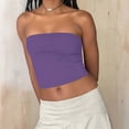 thumbnail image 4 of Womens Strapless Tube Top Bandeau Crop Tops Slim Fit Stretch Strapless Camisole Summer Casual Basic Solid Color Sleeveless Tank Top for Women, 4 of 9