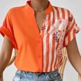 thumbnail image 3 of Camisa de manga corta con botones, camisa de manga corta con botones y estampado floral, blusa con botones en bloques de color, funcionamiento suave, 3 of 7