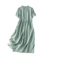 thumbnail image 1 of B91xZ Robe Printemps Été Col en V Taille Empire Robe Manches Courtes Été Décontractée à Volants Midi, Vert TTG, 1 of 3