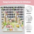 thumbnail image 3 of Swag Curtains Valances for Windows, Happy Easter Short Kitchen Window Curtains Over Sink, Floral Lambs Chicks Eggs Cafe Curtains Panel Set Of 2,Rod Pocket, 36 Inches Length Black And White Plaid, 3 of 9