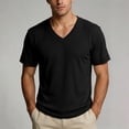 thumbnail image 3 of Stamzod Mens Shirts Summer V-Neck Corduroy Pullover Tops Loose Casual Short Sleeve T-Shirts Plus Size Men Clothing Black L, 3 of 9