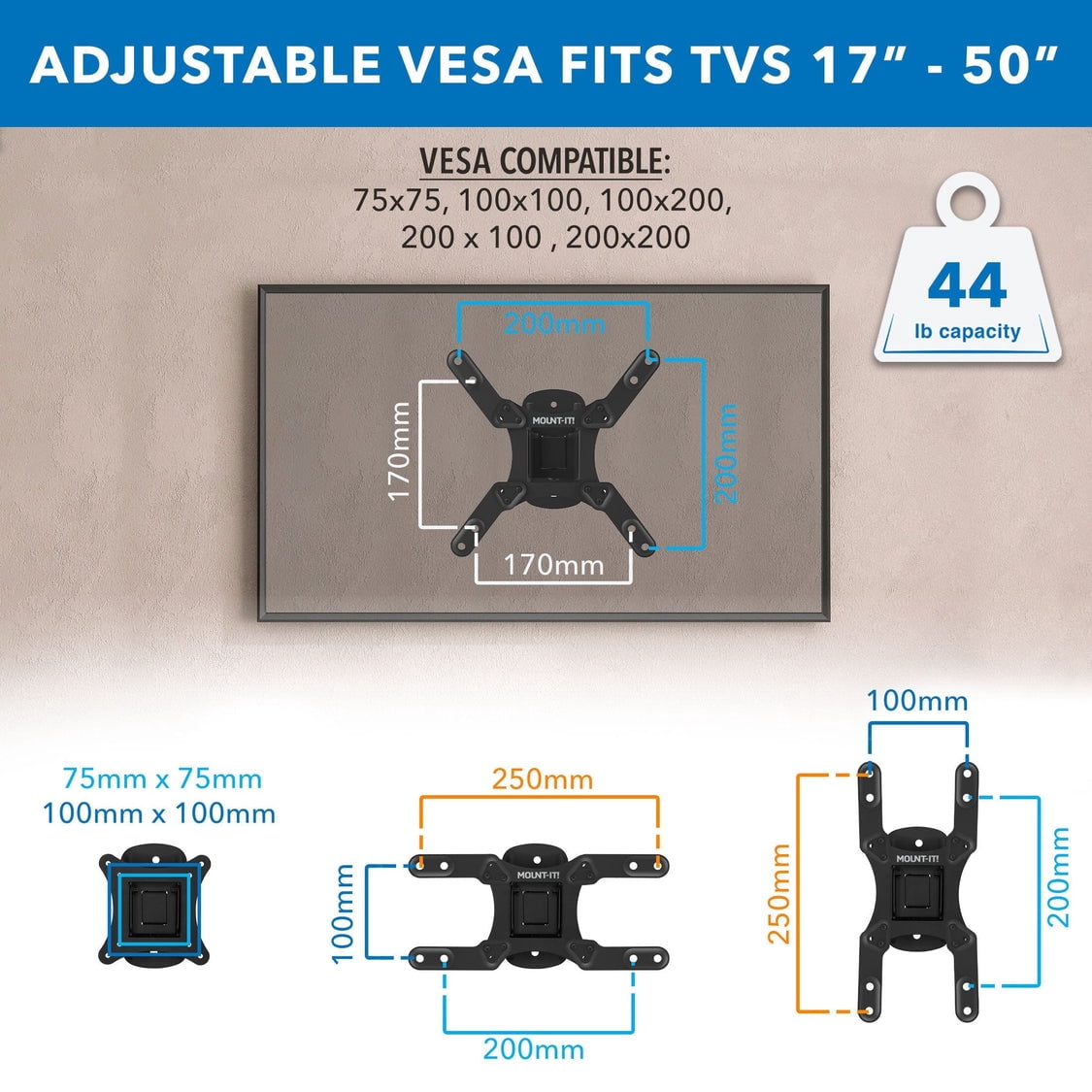 Mount It! Compact Full Motion TV Wall Mount - for TVs up to 50"