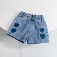 thumbnail image 2 of Zhuashum Pants For Girl 4-5 Years Toddler Light Color Embroidered Print Elastic Waistband Denim Shorts With Pockets Relax Fit Girl Clothes Blue, 2 of 9
