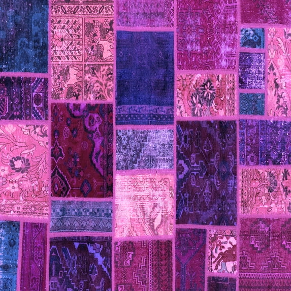 Ahgly Company Indoor Square Patchwork Purple Transitional Area Rugs, 4' Square