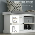 thumbnail image 3 of Resenkos Shoe Storage Bench - Cushioned Seat, 2 Cabinets & Adjustable Shelf, for Hallway/Entryway, White, 3 of 8