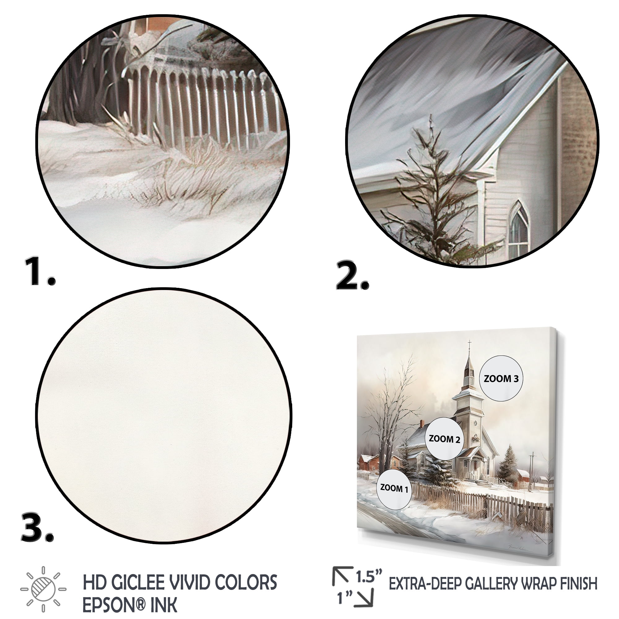 Designart Church In Country During Winter IV Canvas Wall Art