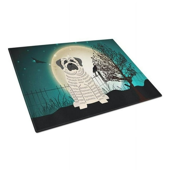Halloween Scary Mastiff Brindle White Glass Cutting Board - Large