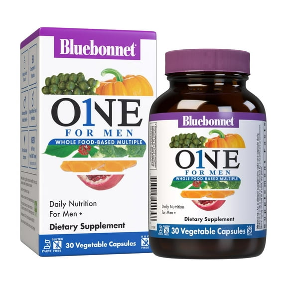 Bluebonnet One for Men Whole Food-Based Multiple, Daily*, Iron Free, 30 Days