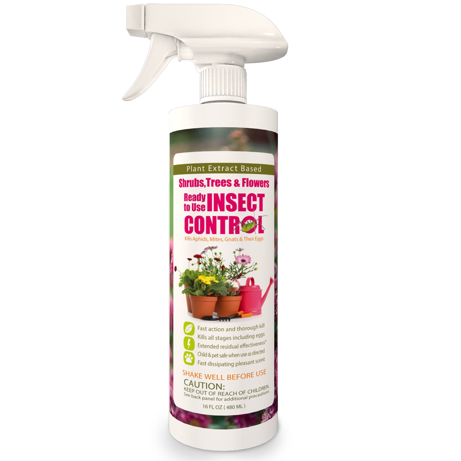 EcoVenger Garden Insect Control 16 oz, Plant Extract Based, Indoor & Outdoor, Kills Aphids, Mealybugs, Spider Mites and Gnats All Stages and Eggs, Non-Toxic Child & Pet Safe