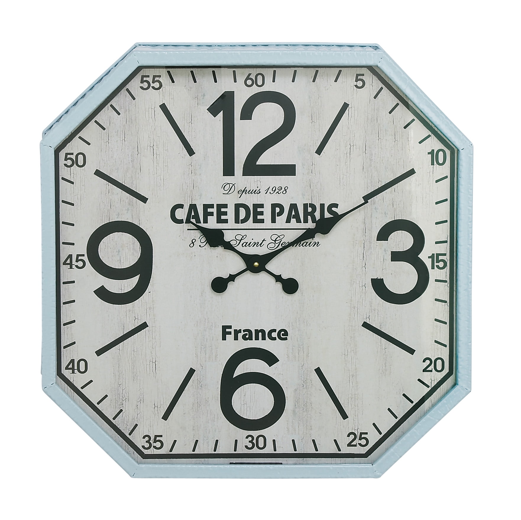 Decmode Traditional 24 Inch Octagonal Iron And Wood Wall Clock