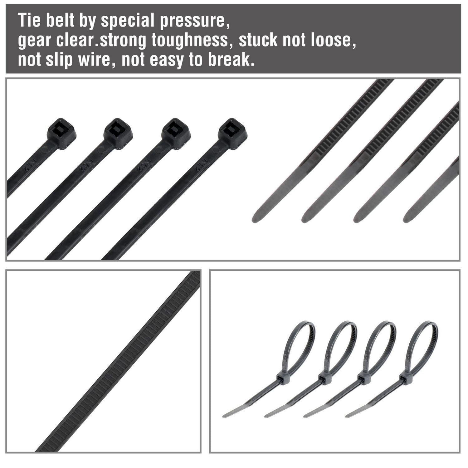 WorkPro 4 inch 18lb Cable Ties Black 100 Piece, for Plumping, Electric, Home and DIY Use