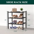 thumbnail image 2 of decorUhome Bamboo 3 Tier Small Shoe Rack for Closet, Shoe Storage Organizer, Wood Shoe Shelf for Entryway, Black, 2 of 6