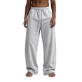 thumbnail image 2 of Hsovts Men's Wide Leg Sweatpants, Elastic Drawstring Waist Open Cuff Casual Trousers, Solid Color Relaxed Fit Side Pocket Streetwear Pants Gray M, 2 of 4