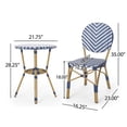 thumbnail image 6 of Outdoor Aluminum 3 Piece French Bistro Set, Navy Blue, White, with Bamboo Finish, 6 of 9