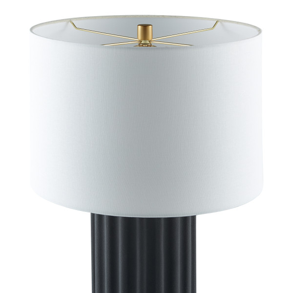 Seren 23" Tall Table Lamp with Fabric Shade in Matte Black/Brass/White