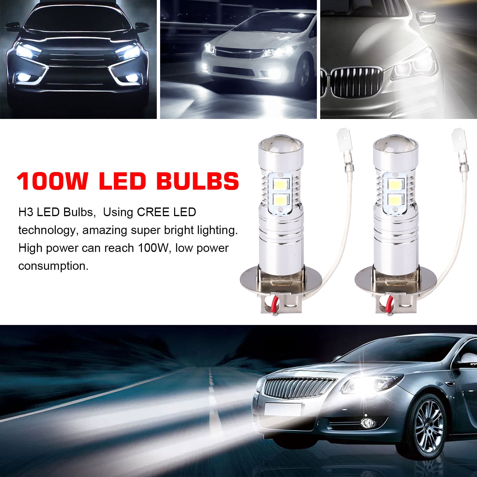H3 LED Power Fog Light Bulbs Conversion Kit Super Bright Canbus W 50W 6500K Q7T8 H3 LED Power Fog Light Bulbs Conversion Kit Super Bright Canbus W 50W 6500K Q7T8