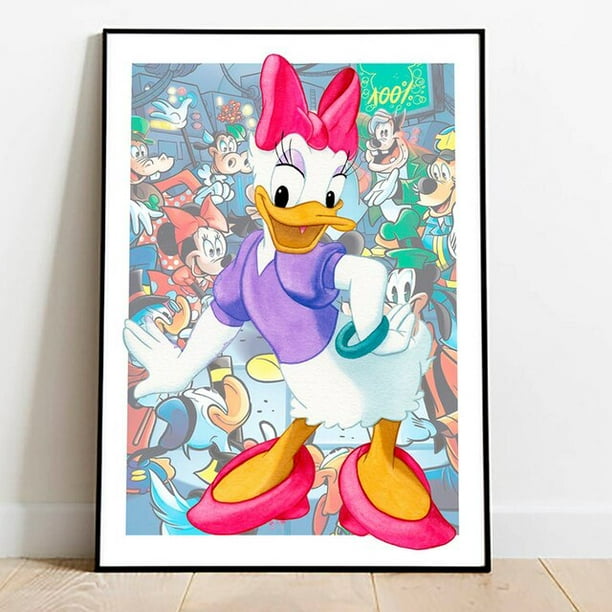 Disney Mickey Mouse and Donald Duck Cartoon Canvas Painting Poster and Print Wall Art Pictures for Kids Room Deco Birthday GiftA3 30x42cm Unframed Gao Jinjia LED