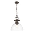 thumbnail image 7 of Yep by Golden Lighting Duncan 1-light 14in Chain Hung Pendant in Rubbed Bronze and Matte White shade, 7 of 7