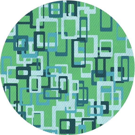 Ahgly Company Machine Washable Indoor Round Transitional Lime Mint Green Area Rugs, 4' Round