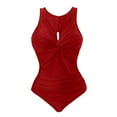 thumbnail image 4 of Sngxgn Women Swimsuit Bathing Suit Square Neck Cutout Back Tummy Control with Adjustable(Red,M), 4 of 6