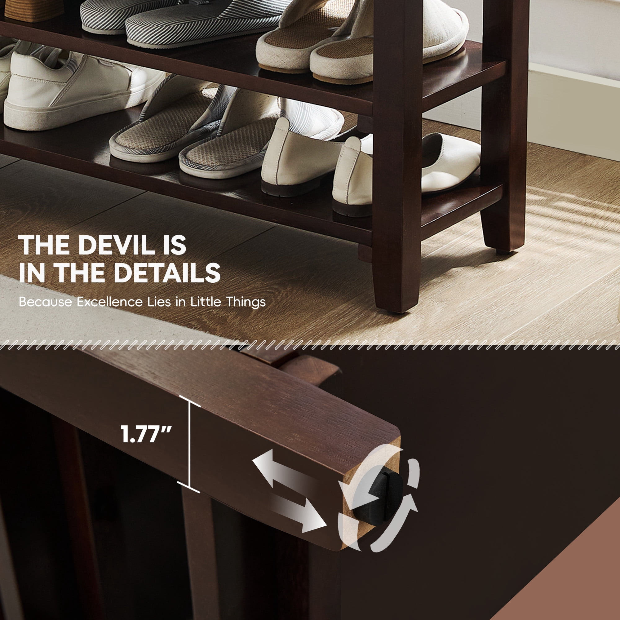 40" Shoe Bench with Leather Cushion, 2-Tier Shoe Rack Entryway Bench, Wood Bench for Front Door Entrance, Mudroom, Hallway, Wooden Shoe Shelves, Shoe Organizer, Shoe Storage, White