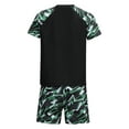 thumbnail image 2 of CHICTRY Kids Boys Two-piece Swimsuit Camouflage Print Short Sleeve Tops with Shorts Swimwear Black 13-14, 2 of 7