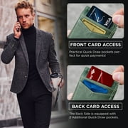 Serman Brands Slim Wallets for Men | Money Clip | RFID Blocking with Front Pocket | Men Bifold | Leather Wallet | Alpine Green
