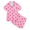 thumbnail image 3 of Ensemble de Pyjamas en Satin pour Adolescentes, Imprimé Graphique, Chemise de Nuit Boutonnée, Ensemble de Pyjamas Classiques, Taille 12-13 Ans, 3 of 4