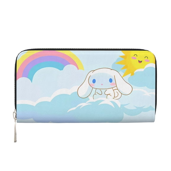 Lsque Sanrio Pattern Leather Hand Wallet – Long PU Leather Wallet for Women with Zipper Closure, 8 Card Slots, Coin Pouch & Multiple Cash Compartments