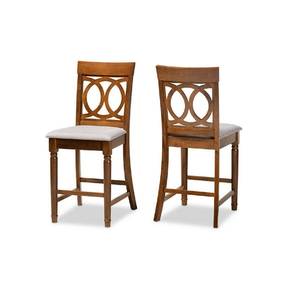 Baxton Studio Violet Modern and Contemporary Grey Fabric Upholstered and Walnut Brown Finished Wood 2-Piece Counter