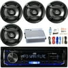 JVC Single DIN Digital Media Bluetooth USB AUX AM/FM Radio Stereo Car Receiver Bundle Combo with 4x Pioneer TS-F1634R 6.5" 2-Way Slim Mount Car Audio Speakers, 4-Channel Amplifier, Amp Wiring Kit