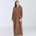 thumbnail image 2 of Ladies Hooded Dressing Gown Bath Robe Warm Soft Womens Fleece Zip Up Long Robes, 2 of 3