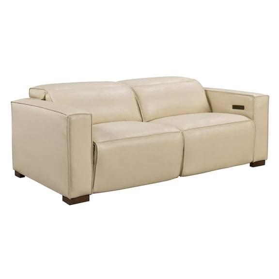Riseholme Reclining Sofa with Barista Brown Legs in Contemporary Beige Leather