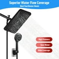 thumbnail image 4 of IUSU 11.8" Shower Head Set High Pressure Rainfall Rain Shower Head 8-Setting Handheld with Hose Black, 4 of 7