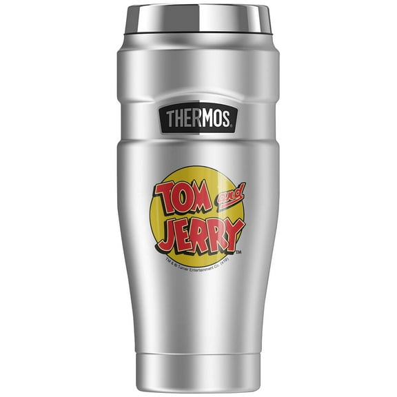 Tom And Jerry Logo Red, THERMOS STAINLESS KING Stainless Steel Travel Tumbler, Vacuum insulated & Double Wall, 16oz