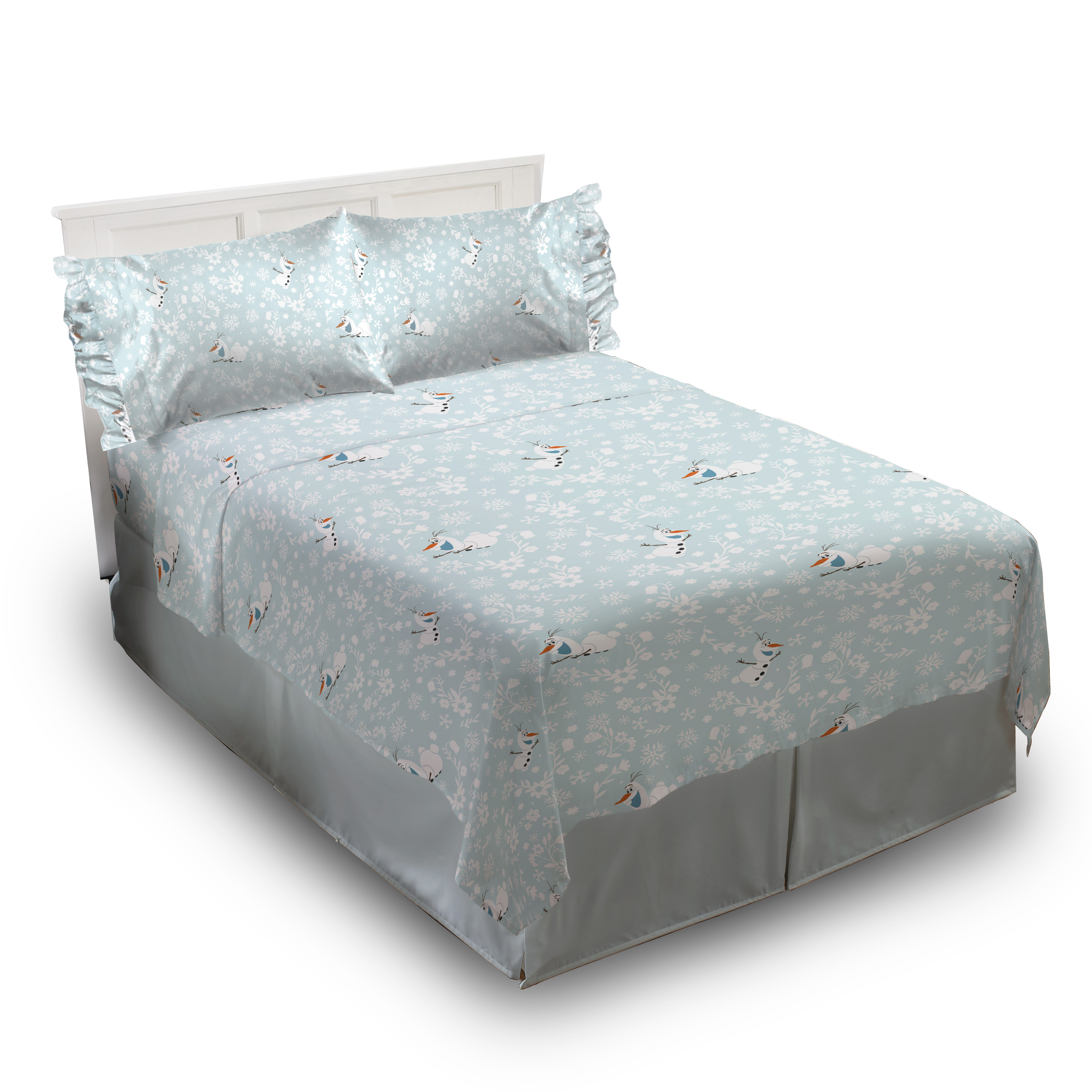 Disney Frozen Icy Adventure 4-Piece Full Sheet Set, Kids, White and Blue