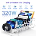 thumbnail image 4 of 320W Charging Station for Multiple Devices, 10 Ports Fast Multi-Device Charger Organizer Compatible with MacBook Pro Laptop, iPhone, Android, Ipad, Tablet, Kindle, Family Multi-Device Charging Dock, 4 of 9
