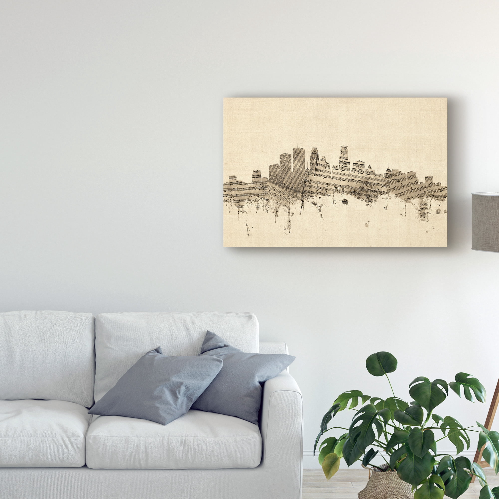 Trademark Fine Art 'Minneapolis Minnesota Skyline Sheet Music Cityscape' Canvas Art by Michael Tompsett