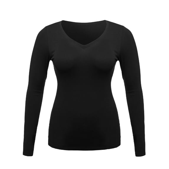 FashionOutfit Women's Lightweight Daily Casual Basic Long Sleeve V neck Tee