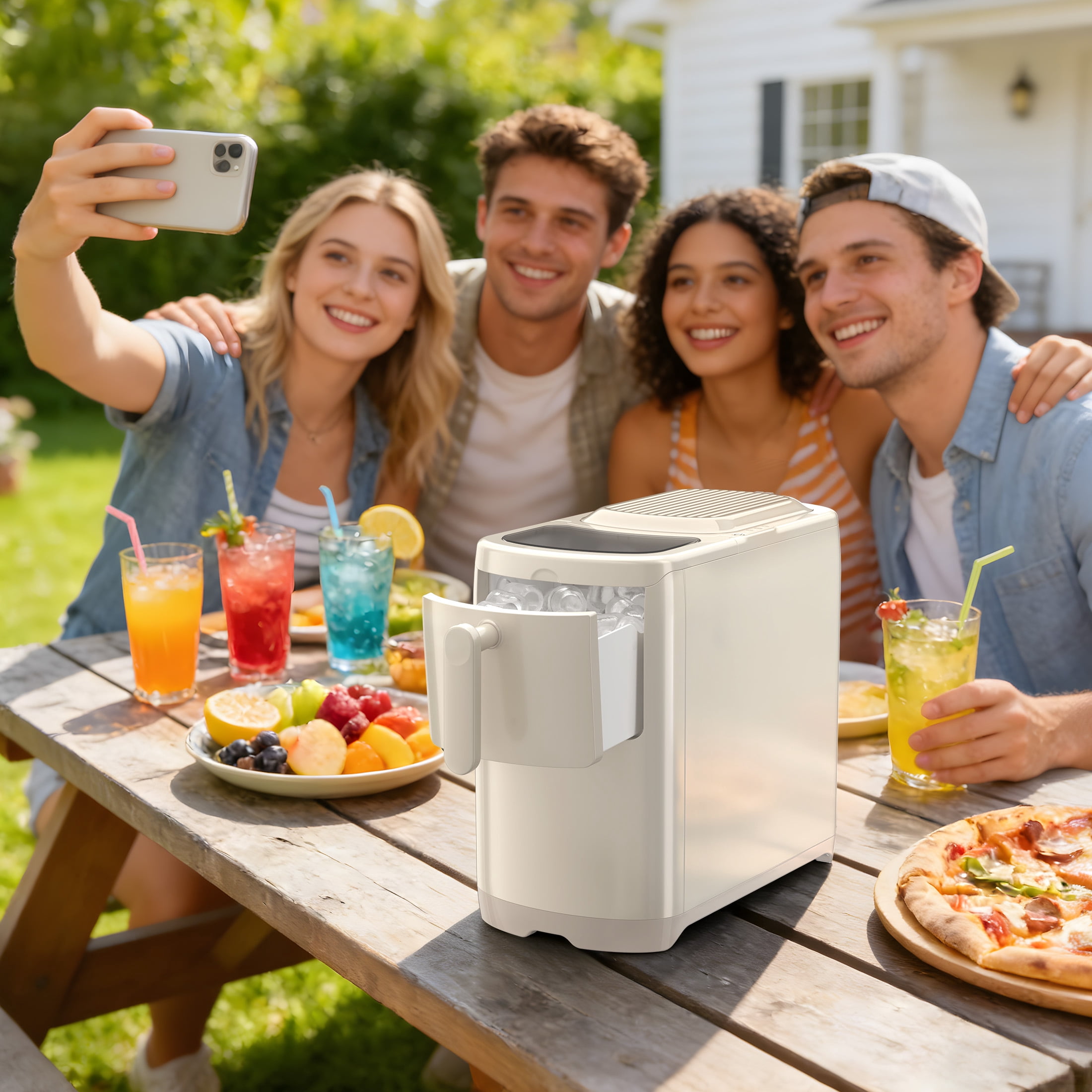 Auseo Portable Ice Maker Machine, Ice Maker Countertop, Self-Cleaning, for Home/Office/Party, Grey
