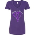 thumbnail image 3 of Inktastic Alzheimer's Awareness Purple Ribbon Heart Women's V-Neck T-Shirt, 3 of 5