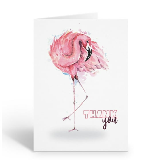 Stonehouse Collection | Watercolor Pink Flamingo Thank You Note Cards | 10-Pack