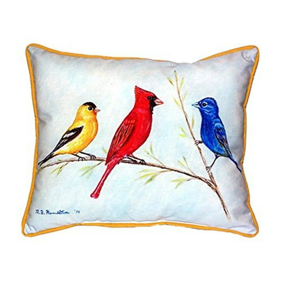 Betsy Drake ZP298 Three Birds Indoor & Outdoor Throw Pillow- 20 x 24 in.