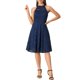thumbnail image 1 of INSPIRE CHIC Vestido de Mujer Floral de Encaje con Cuello Halter Sin Mangas Elegante Vestido de Cóctel A-Line S Azul Oscuro, 1 of 5