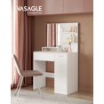 thumbnail image 2 of VASAGLE Tocador, Mesa de Maquillaje con Espejo Grande, Gabinete con 2 Estantes Ajustables, 2 Estantes Abiertos, 1 Cajón, Blanco RDT119W01, 2 of 9