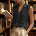 thumbnail image 4 of ZGRBOU Womens Sleeveless Button Down Shirts Summer Cotton Linen V Neck Blouses Solid Color Casual Work Tank Tops, 4 of 7