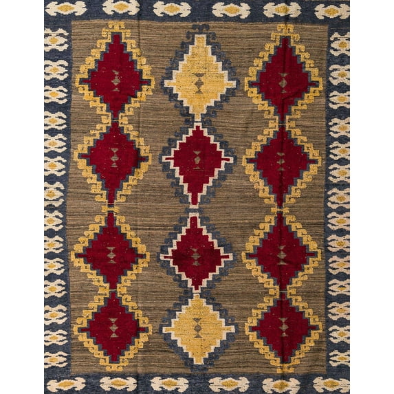 Ahgly Company Indoor Rectangle Abstract Red Abstract Area Rugs, 6' x 9'