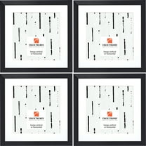 Craig Frames Modern Aesthetics 125, 12x12 inch Picture Frame Matted for a 9x9 Photo, Black, Set of 4